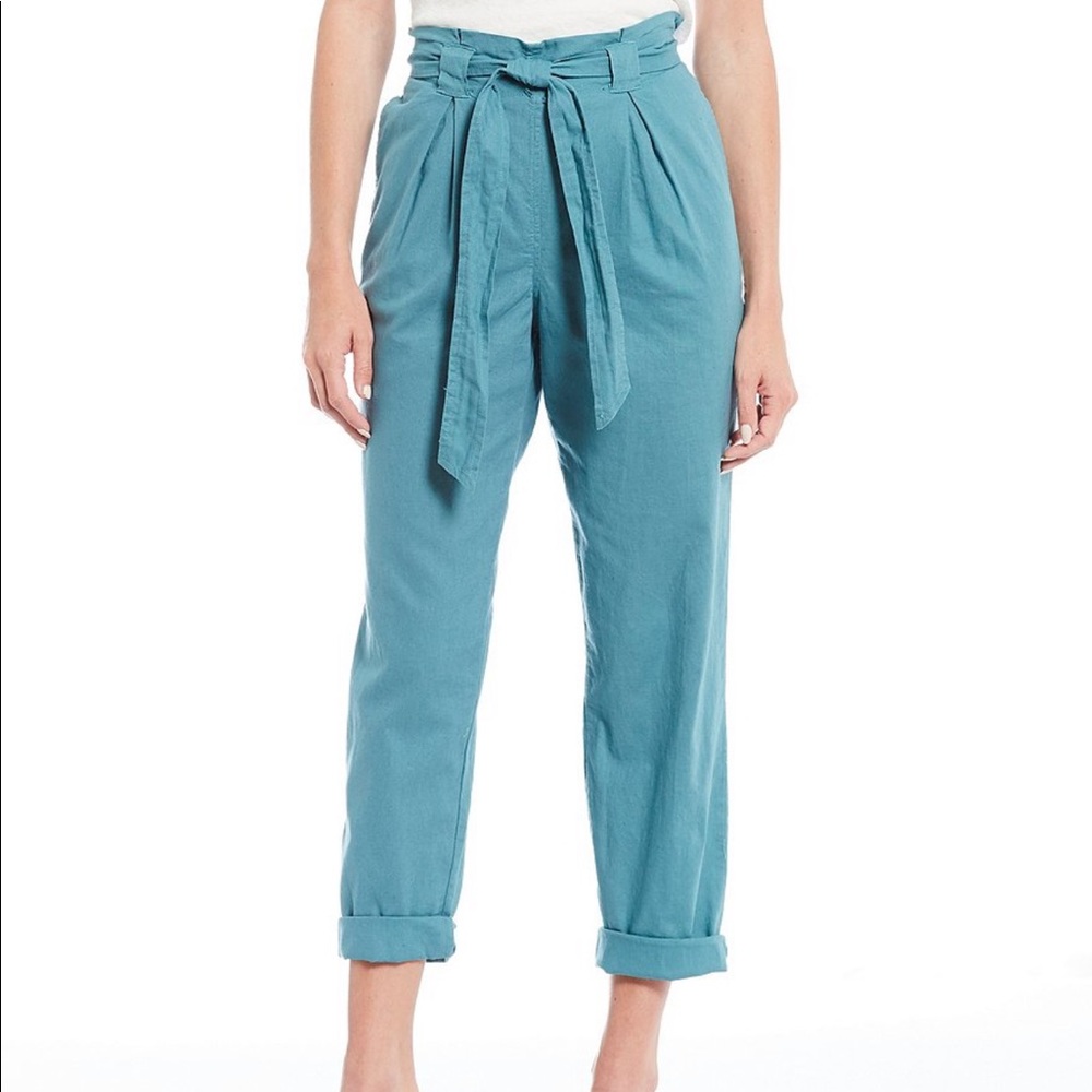 Chelsea and Violet Paperbag Waist Linen Pants